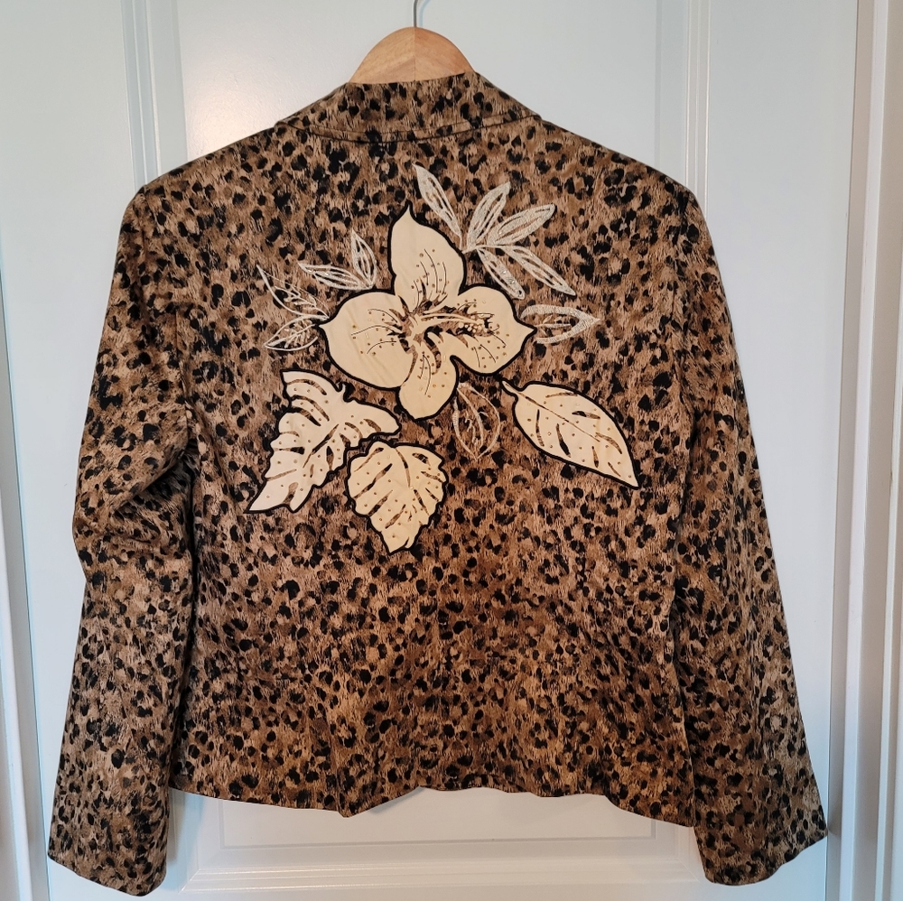 MULTIPLES office jacket/suit/blazer for women sz Large animal print
